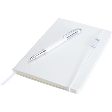 Logo trade promotional giveaways image of: Legato Elegance A5 hard cover notebook and rollerball pen set